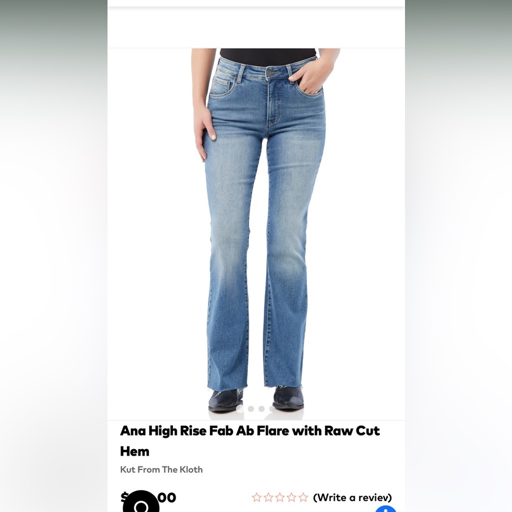 NWT KUT from the Kloth Ana High Rise Fab Ab Flare Raw Hem size 8